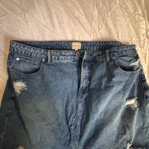 Eloquii Blue Distressed Denim Mini Skirt - Picture 3 of 4